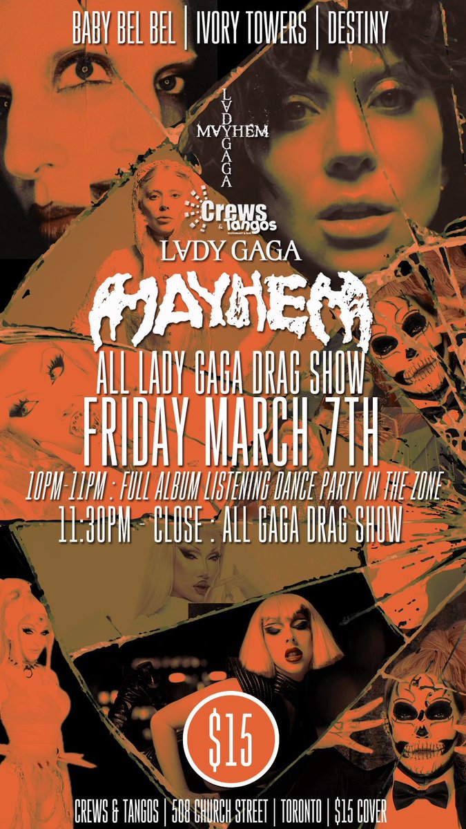 LETS GO TORONTO LITTLE MONSTERS !!! #MAYHEM  #Gaga  March 7th at Crews &amp; Tangos !!!