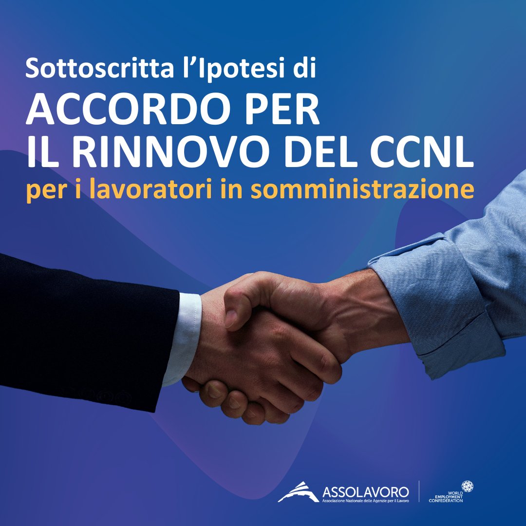 assolavoro's tweet photo. 📢 Particolare attenzione alla #formazione, sistema di #welfare potenziato e rafforzamento del dialogo sociale: dopo oltre due anni di trattative, #Assolavoro e le Organizzazioni Sindacali di categoria #FelsaCisl, @NIdiLCGIL e @UilTemp hanno sottoscritto oggi l’Ipotesi di #Accordo per il rinnovo del #CCNL per i lavoratori in #somministrazione.
Quali sono le principali #novità? Approfondisci sul nostro sito web 👉https://t.co/jNW6MrR7S1 #LavorodiValore