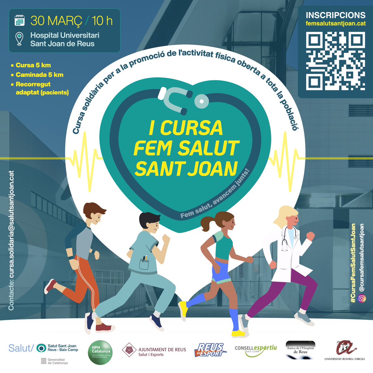 Hospital Universitari Sant Joan de Reus (@hospitalreus) on Twitter photo Salut Sant Joan Reus-Baix Camp, una entitat compromesa amb la salut i el benestar de les persones, organitza la I #CursaFemSalutSantJoan 🏃♂️🏃♀️🏃una cursa solidària oberta a tota la població #DMAF
🗓️ 30/03/25, 10 h
📍 <a href="/HospitalReus/">Hospital Universitari Sant Joan de Reus</a>
➡️ Web i inscripcions: femsalutsantjoan.cat Salut Sant Joan Reus-Baix Camp, una entitat compromesa amb la salut i el benestar de les persones, organitza la I #CursaFemSalutSantJoan 🏃♂️🏃♀️🏃una cursa solidària oberta a tota la població #DMAF
🗓️ 30/03/25, 10 h
📍 <a href="/HospitalReus/">Hospital Universitari Sant Joan de Reus</a>
➡️ Web i inscripcions: femsalutsantjoan.cat