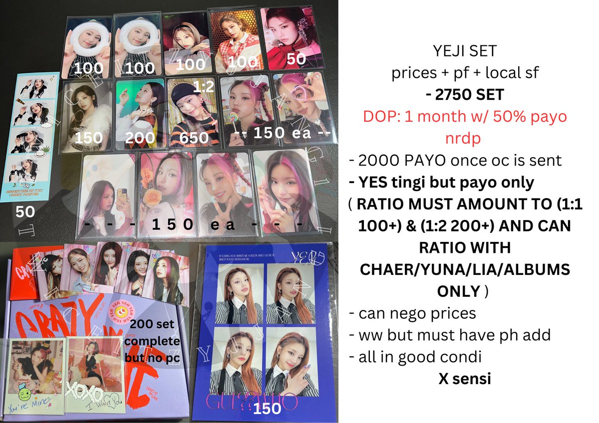 twiceitzyjjang1's tweet photo. wts lfb itzy ph ryujin lia yeji chaeryeong yuna 포카 양도 있지 예지 리아 류진 채령 유나 pob pc csi crazy in love guess who cil nbd icy appmu withdrama soundwave makestar csi pola it’z

— prices + lsf &amp; pf
— DOP/PAYO
— 3+ cards per transaction
— onhand
✅ tingi
❌ sensi, impatient https://t.co/9s9TyjZQVy