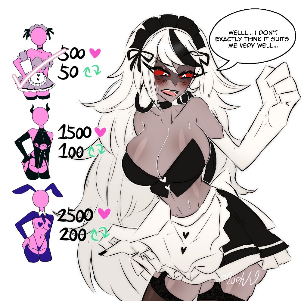 eloehhl's tweet photo. hmm carmilla doesn't seem to like this outfit that much... what do you think? 👀💕 #HazbinHotelFanart #CarmillaCarmine https://t.co/b47menMZ6T