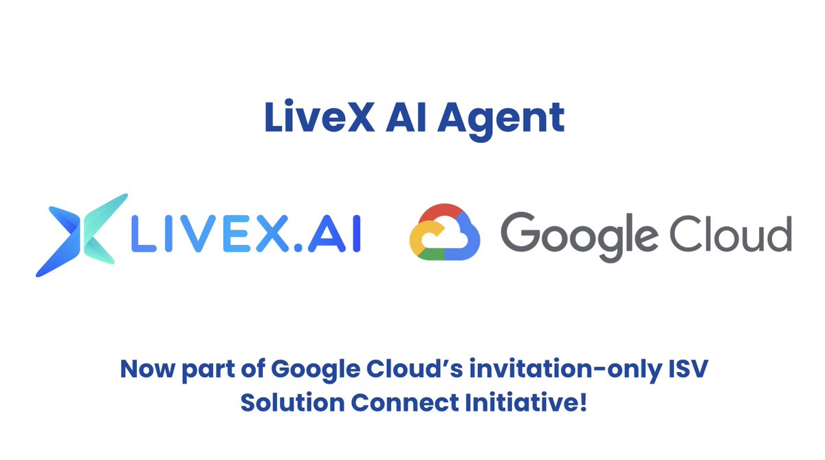 LiveX (@livex_ai) on Twitter photo 🚀 Exciting news! LiveX AI is now part of the invitation-only ISV Solution Connect Initiative by <a href="/googlecloud/">Google Cloud</a>!
This recognition highlights our commitment to AI-driven customer retention & innovation. Excited for what’s ahead!
#ISVSolutionConnect #GoogleCloud #LiveXAI 🚀 Exciting news! LiveX AI is now part of the invitation-only ISV Solution Connect Initiative by <a href="/googlecloud/">Google Cloud</a>!
This recognition highlights our commitment to AI-driven customer retention & innovation. Excited for what’s ahead!
#ISVSolutionConnect #GoogleCloud #LiveXAI