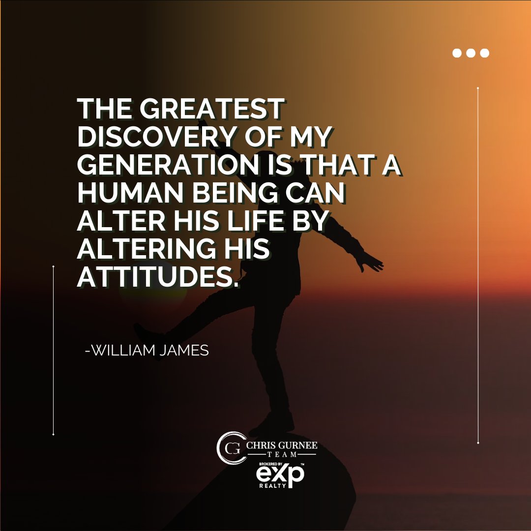 chrisgurnee112's tweet photo. This quote highlights the transformative power of mindset. It suggests that changing the way we think can radically change our experiences and even the course of our lives.

#chrisgurneeteam #exprealty #motivational #realestate https://t.co/yB4tonU5iW