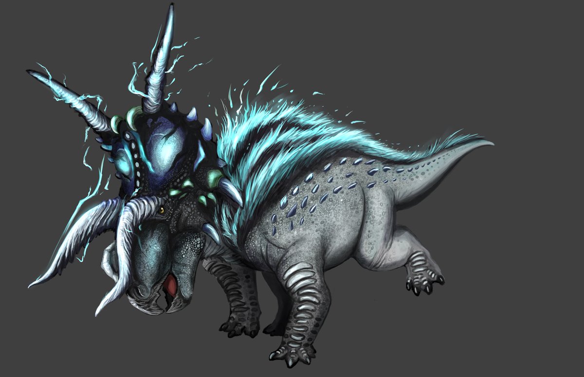 DTakeji's tweet photo. Here’s the Artwork I did for Ark survival Ascended creature vote. Xenoceratops, a large ceratopsian with electrical power which help them survive in the unforgiving lands of Ark.
Plus the Dossier as well:)
#ARKSurvivalAscended #creaturevote #dinosaur https://t.co/Rb0NdflFm6