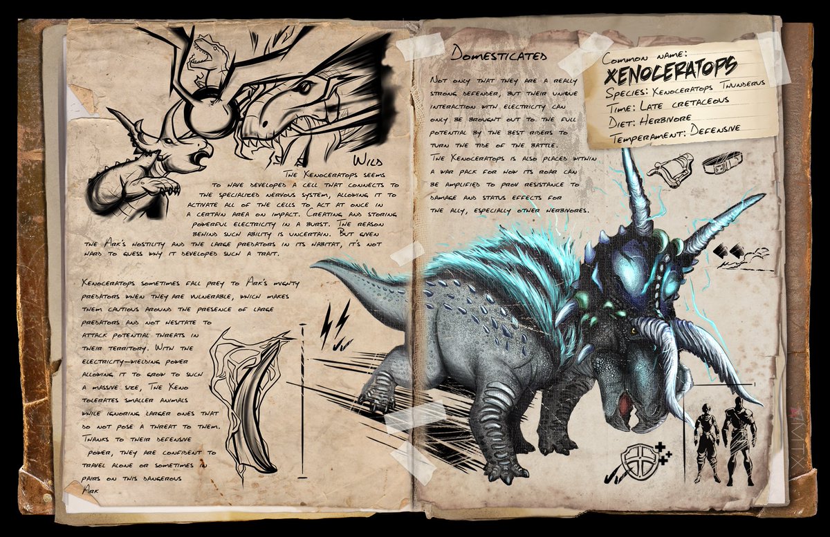 DTakeji's tweet photo. Here’s the Artwork I did for Ark survival Ascended creature vote. Xenoceratops, a large ceratopsian with electrical power which help them survive in the unforgiving lands of Ark.
Plus the Dossier as well:)
#ARKSurvivalAscended #creaturevote #dinosaur https://t.co/Rb0NdflFm6