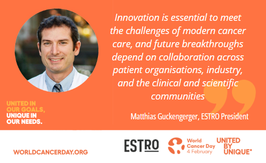 ESTRO (@estro_rt) on Twitter photo 🌍✨ Today is #WorldCancerDay! This year’s theme: #UnitedByUnique.
ESTRO president <a href="/Mat_Guc/">Matthias Guckenberger</a> reflects on how unity, innovation & patient empowerment shape the future of cancer care.
👉 Read his message: bit.ly/40Lgq3A
#CancerCare #Radiotherapy #RadiationOncology #radonc 🌍✨ Today is #WorldCancerDay! This year’s theme: #UnitedByUnique.
ESTRO president <a href="/Mat_Guc/">Matthias Guckenberger</a> reflects on how unity, innovation & patient empowerment shape the future of cancer care.
👉 Read his message: bit.ly/40Lgq3A
#CancerCare #Radiotherapy #RadiationOncology #radonc