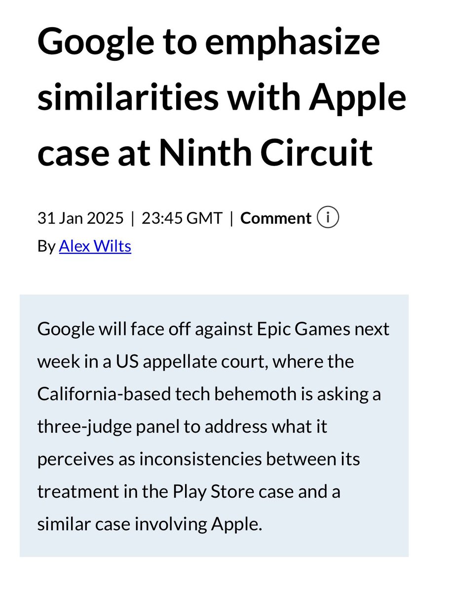 At the Ninth Circuit in SF this morning to cover oral arguments for the Epic v Google case. I reported this on Friday: