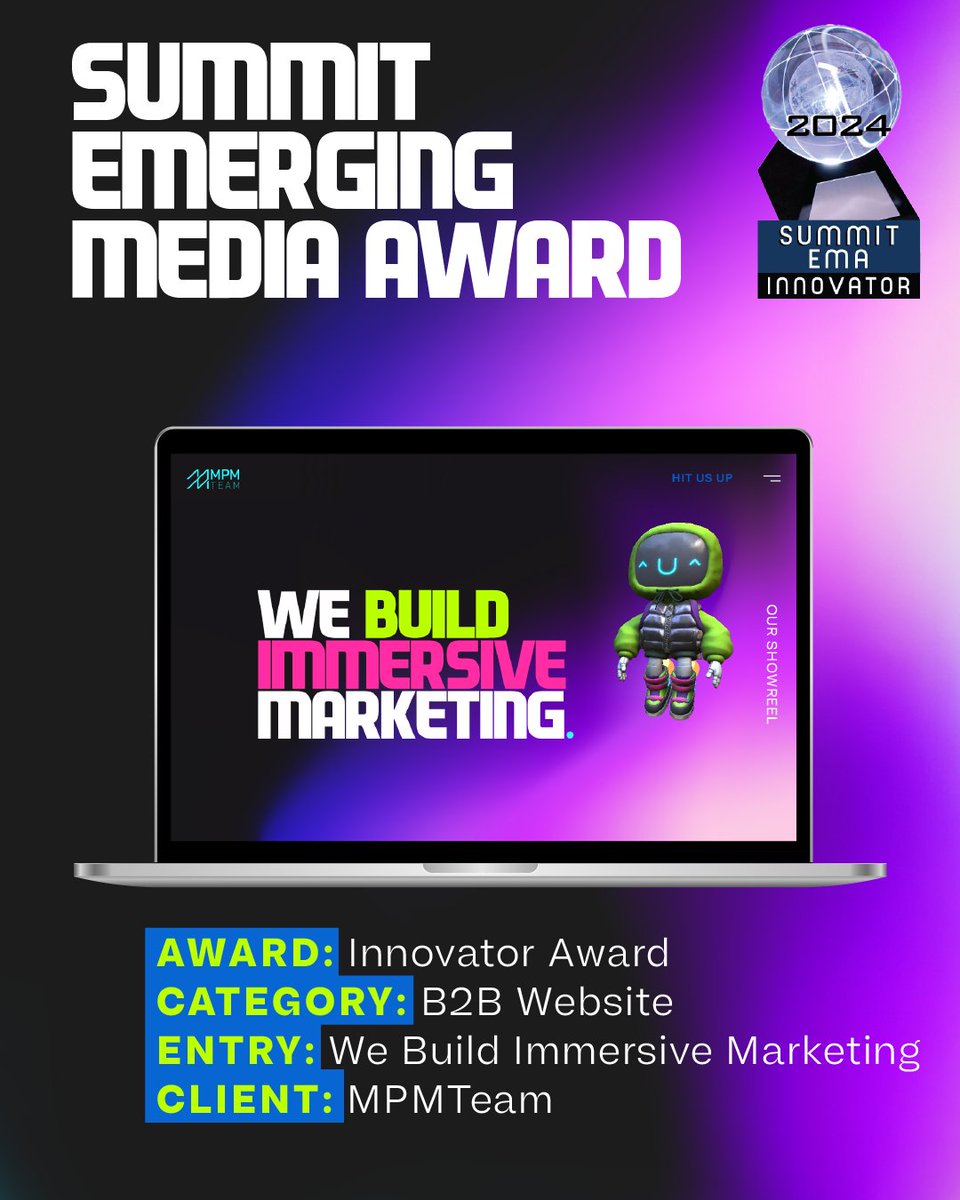 mpmteam's tweet photo. We’re excited to announce that MPMTeam has been recognized TWO prestigious awards at the #SummitEmergingMediaAward 2024!

🏆 Visionary Award – Interactive Media/App
“@MyBCU Birmingham City University: XR Gallery”

🏆 Innovator Award – B2B Website
“We Build Immersive Marketing" https://t.co/zKRAFp2Xg3