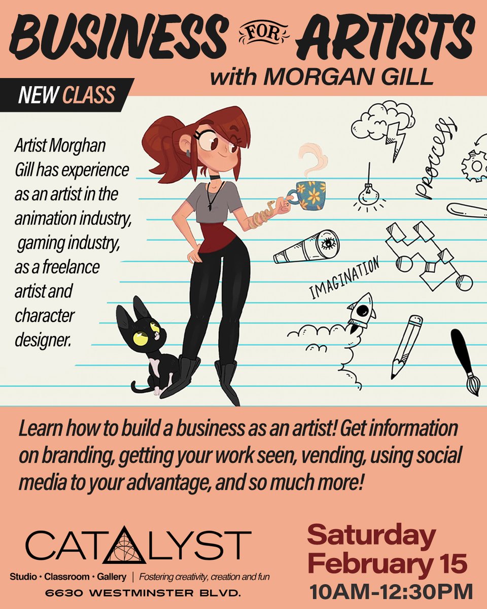Join us for this discussion on how to build a business as an artist with Morghan Gill (<a href="/teatigercafe/">Morghan GB! ‼️COMMISSIONS OPEN ON BLUESKY‼️</a>). We will cover branding, getting your work seen, vending, using social media to your advantage, and more!✨

Sat, Feb 15 ✔
10:30 AM - 12:30 PM