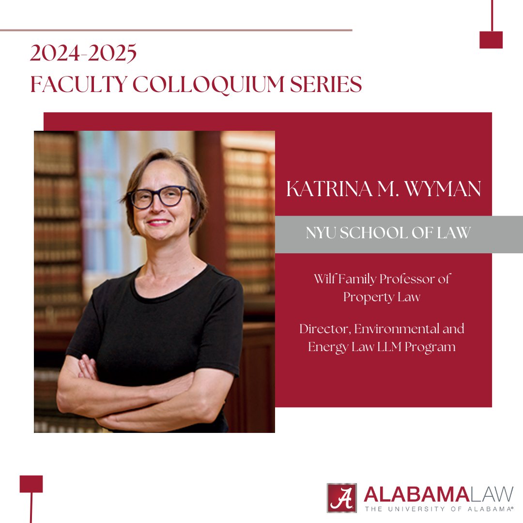 Please join us in welcoming Professor Katrina Wyman from @NYULaw for our Faculty Colloquium today!