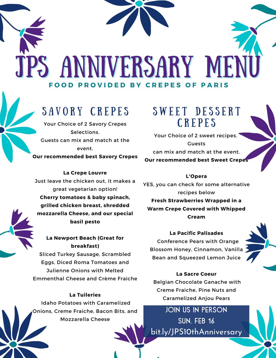 February 16th, join us in person in Los Angeles to celebrate the 10th Anniversary of the #JournalOfPositiveSexuality!

Register by Feb 12th!
Only 20 spots left!

Enjoy a yummy brunch provided by Crepes of Paris!
bit.ly/JPS10thAnniver…

#JPSAnniversary #JPS10th #PositiveSexuality