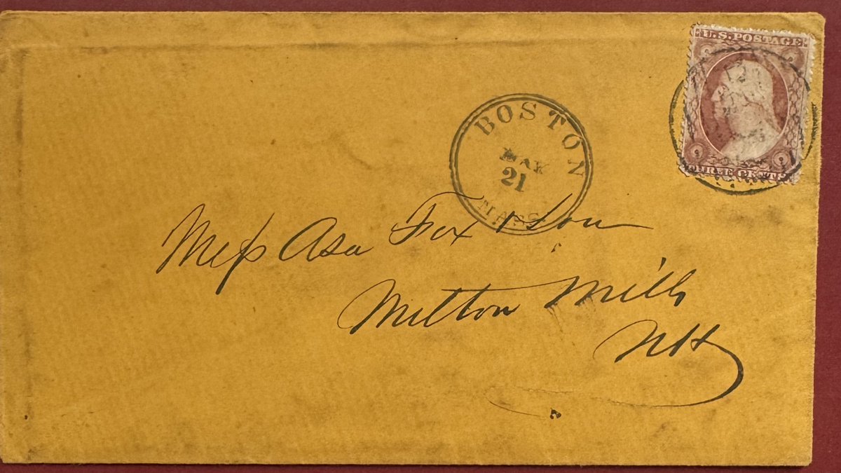 A new pick up today from auction- the circular Boston cancel has a rarity number of 9 in Simpson’s US Postal Markings 1851-1861 - signifying Extremely Rare with only 2 to 3 recorded. Enclosed letter is dated May 20, 1858.