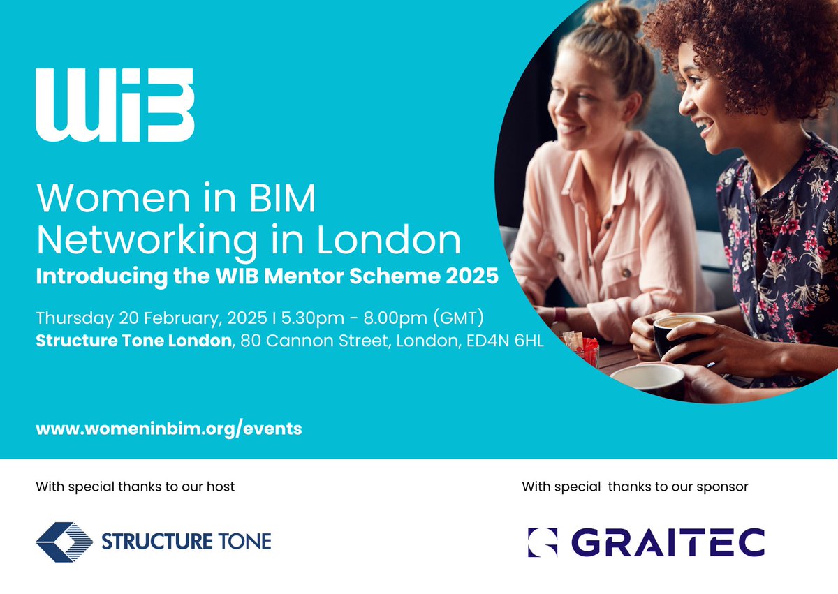 Women in BIM (@womeninbim) on Twitter photo Join us for #womeninbim Networking in #London on Thurs 20 Feb to celebrate the success of the WIB Mentor Scheme. Now in it's 6th year, applications are open for new Mentors and Mentees: womeninbim.org/event/women-in…
Thanks to <a href="/StructureTone/">Structure Tone</a> and <a href="/Graitec_Group/">GRAITEC Group</a> for your support. Join us for #womeninbim Networking in #London on Thurs 20 Feb to celebrate the success of the WIB Mentor Scheme. Now in it's 6th year, applications are open for new Mentors and Mentees: womeninbim.org/event/women-in…
Thanks to <a href="/StructureTone/">Structure Tone</a> and <a href="/Graitec_Group/">GRAITEC Group</a> for your support.