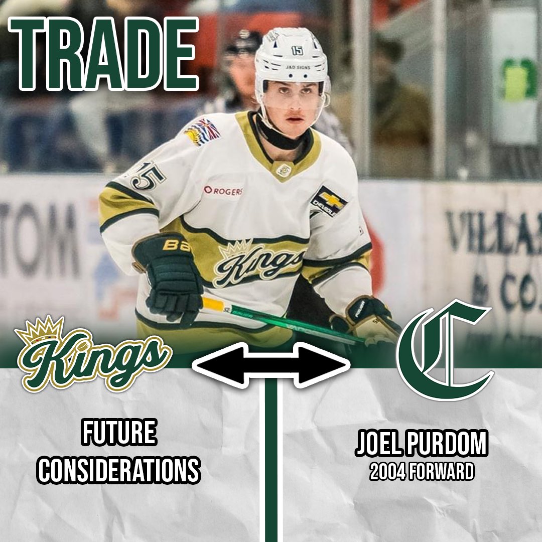 The Crusaders have acquired Joel Purdom from the <a href="/BCHLKings/">Powell River Kings</a> 

He has 13 points through 34 games this season. 

Welcome to Sherwood Park, Joel!⚔️

#OneCru