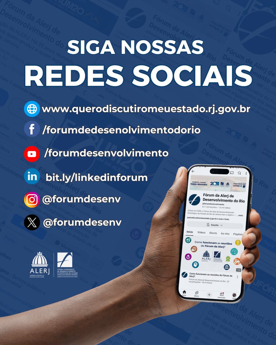 Quer saber em primeira mão de tudo que acontece no Fórum da Alerj? Siga nossas redes sociais e conecte-se com a gente! 😍

#desenvolvimento #ações #iniciativas #sociedade #política #economia #riodejaneiro #follow
