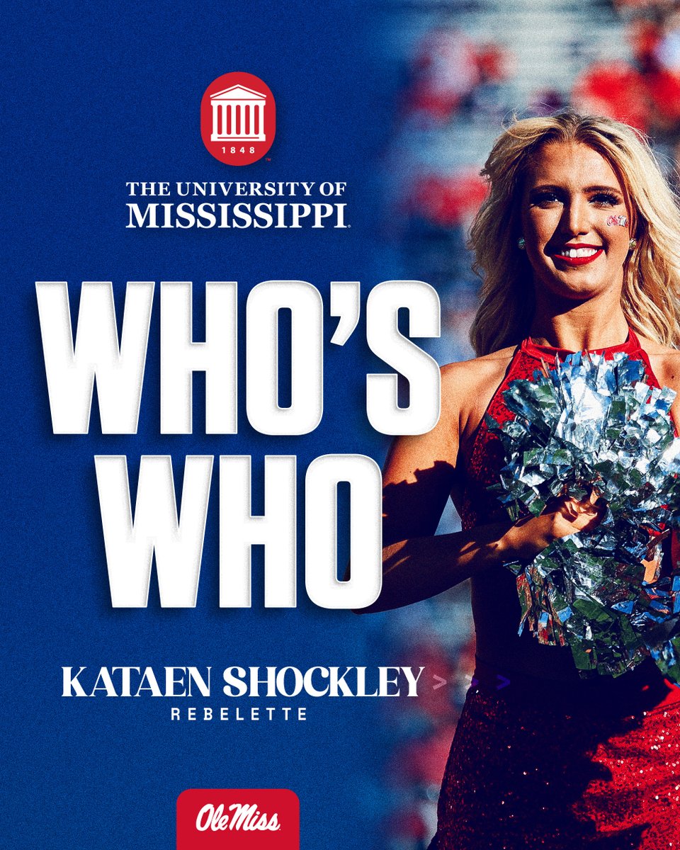 Social Responsibility and Engagement (@totalrebs) on Twitter photo Congratulations to Frankie Amore (<a href="/OleMissTrack/">Ole Miss Track & XC</a>) and Kataen Shockley (<a href="/Rebelettes/">Ole Miss Rebelettes</a>) for being listed on this year Who' Who at the University of Mississippi!
This honor recognizes seniors who excel academically and demonstrate leadership and community service on and off campus. Congratulations to Frankie Amore (<a href="/OleMissTrack/">Ole Miss Track & XC</a>) and Kataen Shockley (<a href="/Rebelettes/">Ole Miss Rebelettes</a>) for being listed on this year Who' Who at the University of Mississippi!
This honor recognizes seniors who excel academically and demonstrate leadership and community service on and off campus.