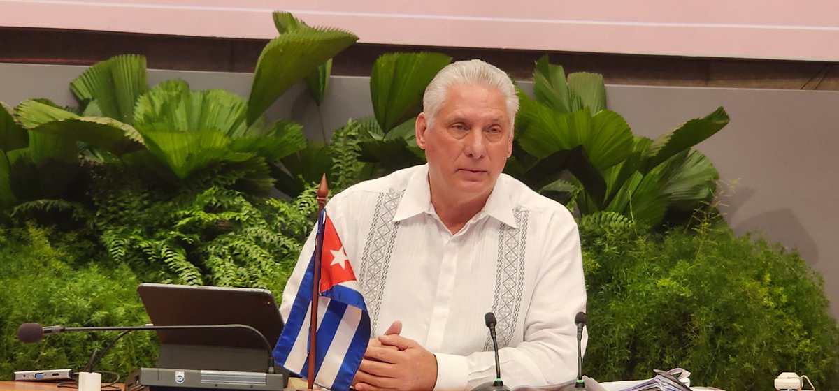 #Ahora | Interviene el presidente de la República de #Cuba 🇨🇺, <a href="/DiazCanelB/">Miguel Díaz-Canel Bermúdez</a>, en la XII Cumbre Extraordinaria de Jefes de Estado y Primeros Ministros del <a href="/ALBATCP/">ALBA</a>.

#ALBAUnida