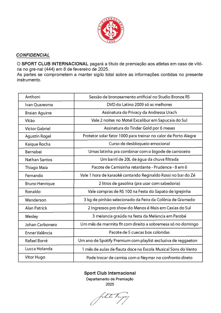 🚨 #Inter promete pagar bixo em caso de vitória no grenal #444 …..

<a href="/SCInternacional/">Sport Club Internacional</a> 📝