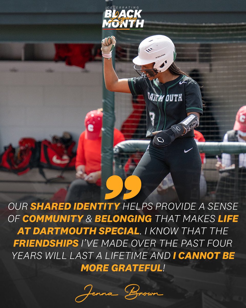 Celebrating Black Legacy Month with Dartmouth Softball student-athlete Jenna Brown.

#GoBigGreen | #TheWoods🌲