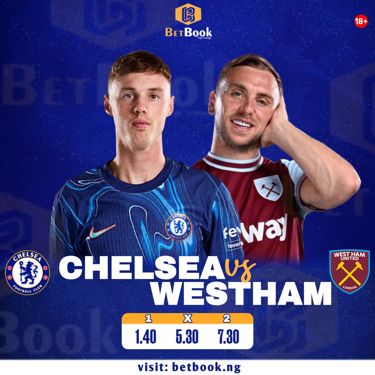 Get ready for an exciting #EPL showdown as #Chelsea takes on #WestHam

Will the Blues dominate at home, or will the Hammers pull off a stunning upset?

🏆 Odds:

✅ Chelsea Win: 1.4
🤝 Draw: 5.3
❌ WestHam Win: 7.3
Visit: betbook.ng

#Grammys2025 #EPL #CHEWHU #Crypto