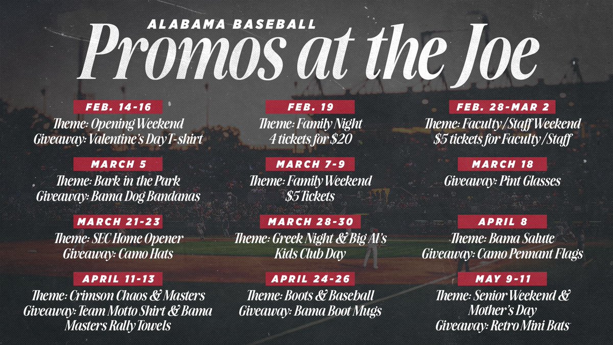 2025 Promos at the Joe.

🔗: bit.ly/4hGaUGt

#RollTide