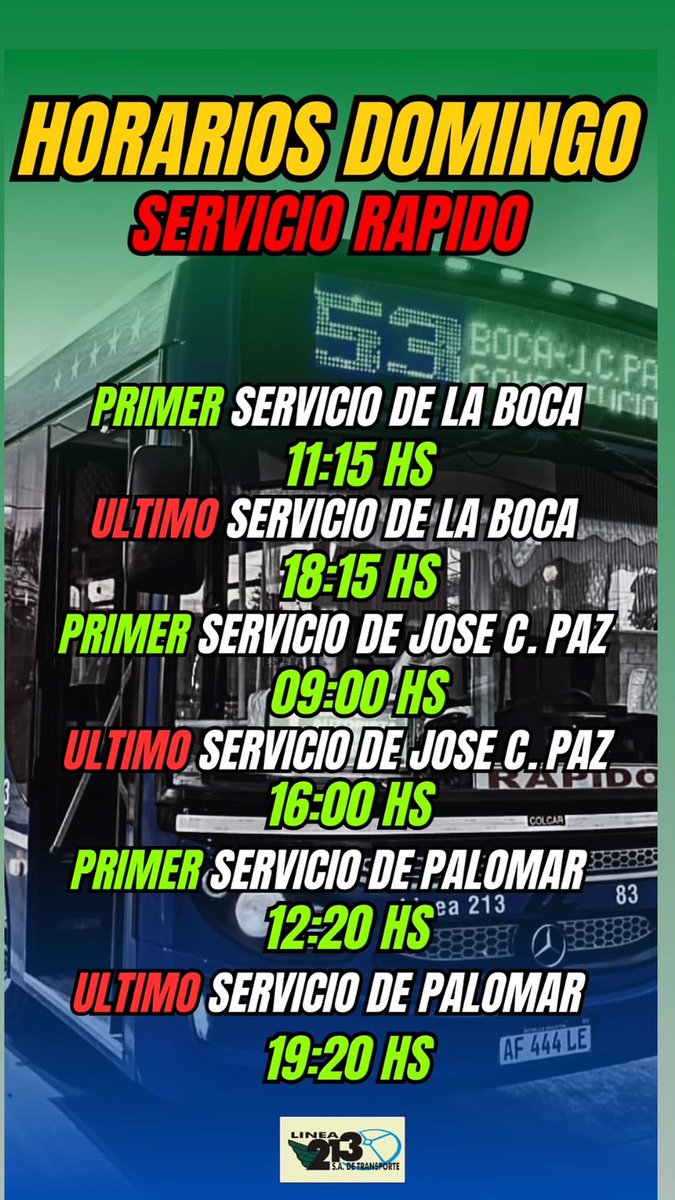 CiudadDeBondis's tweet photo. Desde este 9 de febrero, la #Linea53 retoma el servicio rápido de domingo. El mismo únicamente se estuvo prestando de lunes a sábado por las vacaciones.
📸 ArchivoCDB
📼 y 🕐 IG @Linea53Oficial https://t.co/6sFGxp6MZ4