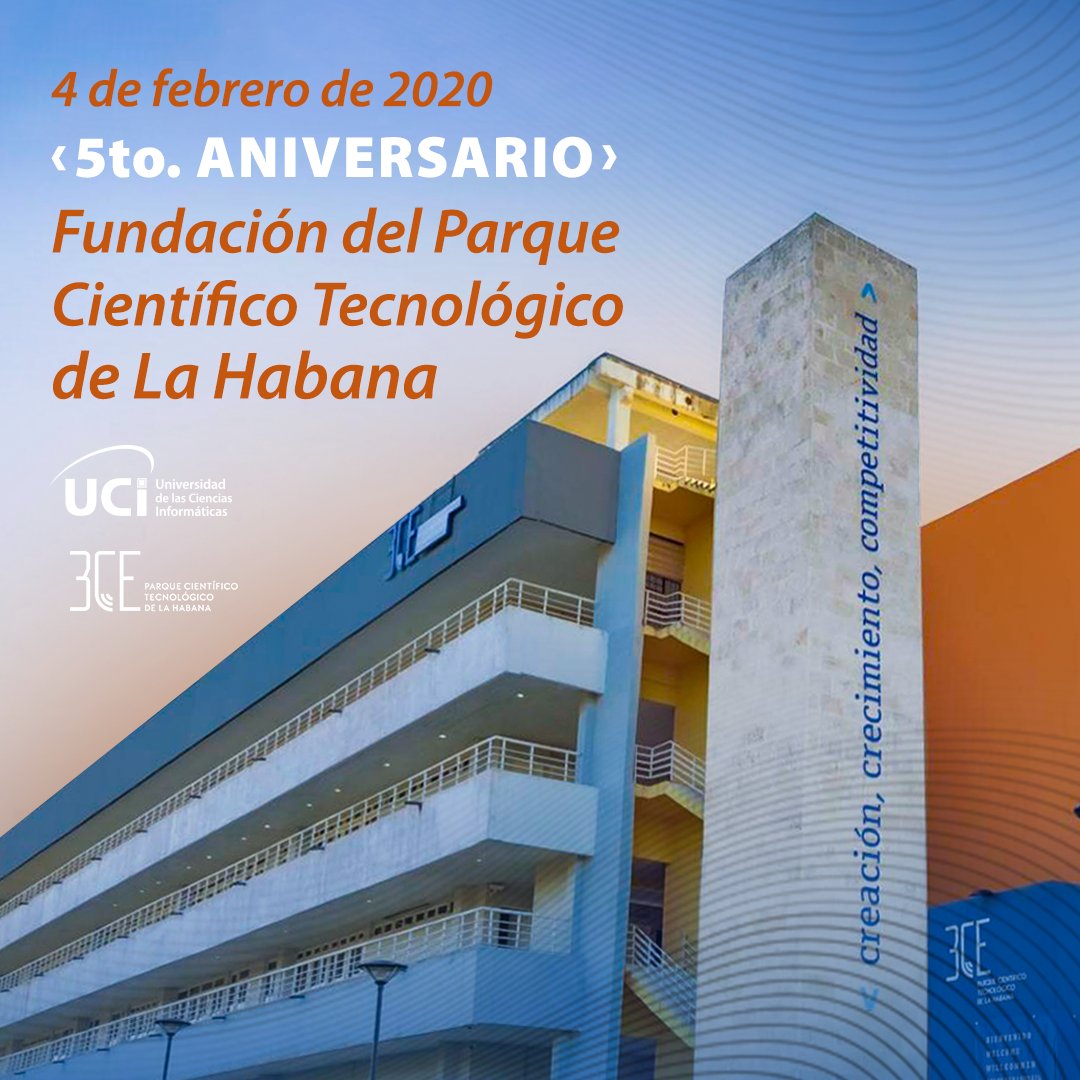 universidad_uci's tweet photo. 🎊 Desde la @universidad_uci felicitamos #hoy en su quinto aniversario al @PCTHabana_3CE y a su colectivo que con resultados relevantes contribuye desde la ciencia, tecnología e innovación al desarrollo de #Cuba. ¡Feliz día! #CreceCon3CE @Hector6803 @TorralbasLuis @MayraArevich https://t.co/upGWsFI9gP
