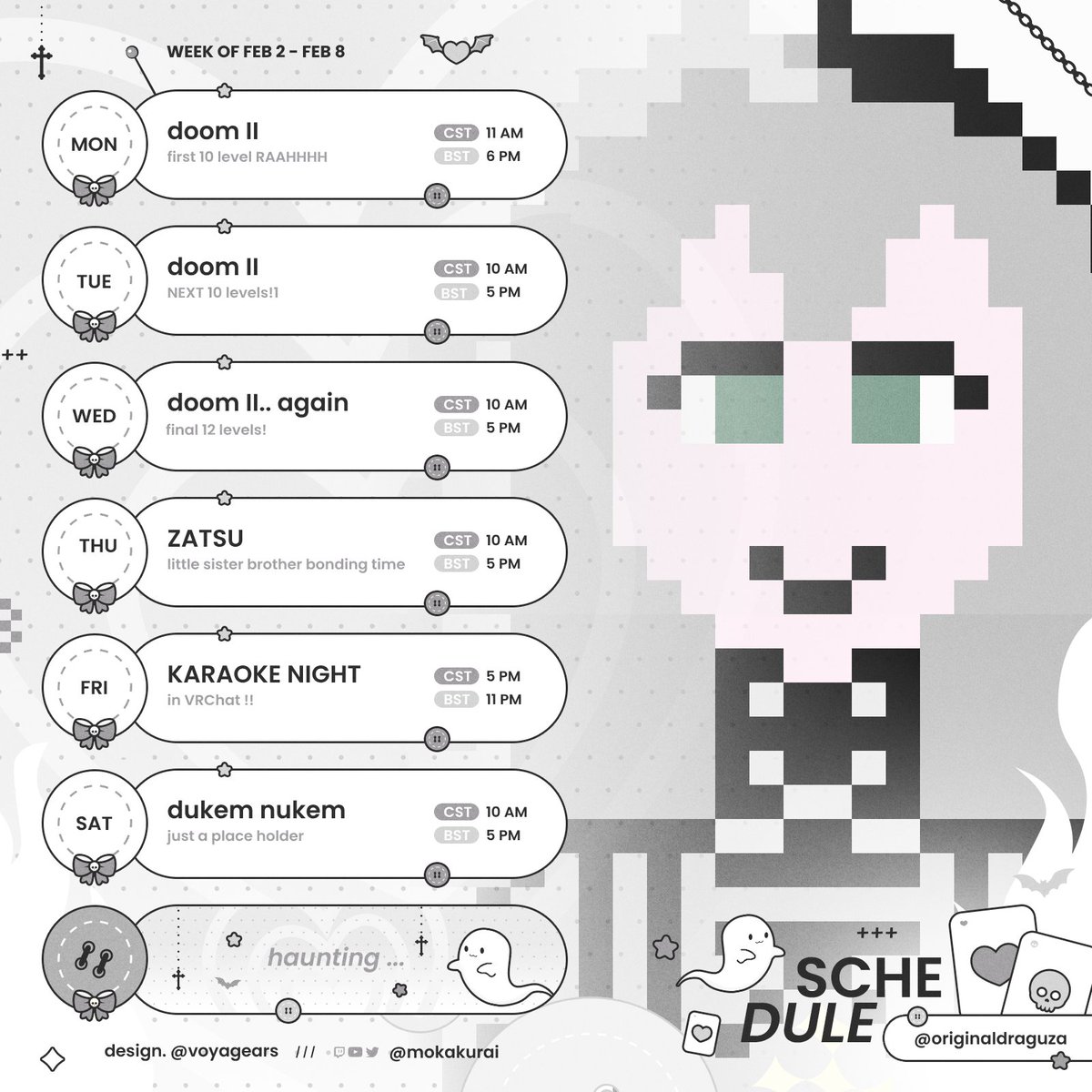 kirariyagi's tweet photo. ִֶָ༺♰༻
꩜ FEB 2 - FEB 8 SCHEDULE ๋࣭ ⭑
guess who is motivated and loaded with vyvanse
🔗's below ! #ghostees https://t.co/2gfJWzTTwY