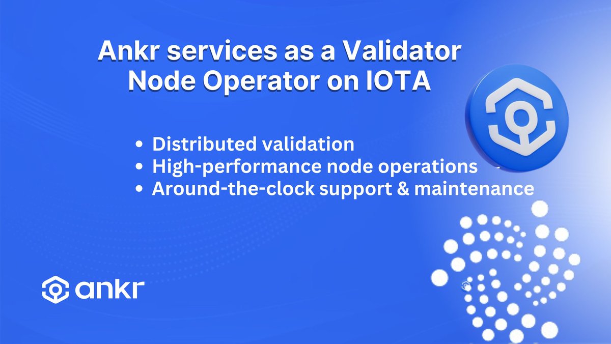 geulink's tweet photo. Another Web3 protocol supporting @iota is @ankr.
As a validator node for IOTA, #ANKR provide essential services for the project.๐ฅ
#BuildwithAnkr
#Web3
#BlockchainRevolution https://t.co/XDklA6SpHn