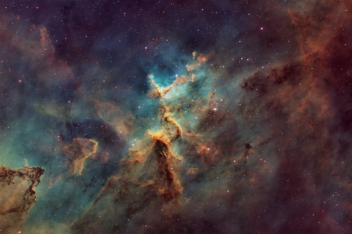 This beautiful image of Melotte 15 was taken by Steve. This image has ~45hrs of data in the classic Hubble palette with a little broadband for the stars, and captures amazing detail in the Heart's heart. 
We'd love to have you in our astro group! Check out the link in our BIO!