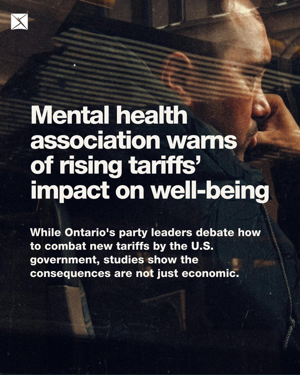 When the economy struggles, so does people’s mental health. Tariffs don’t just impact trade—they fuel stress, anxiety, and addiction. Yet, Ontario’s mental health system is already stretched thin. Read more: ontario.cmha.ca/news/mental-he…