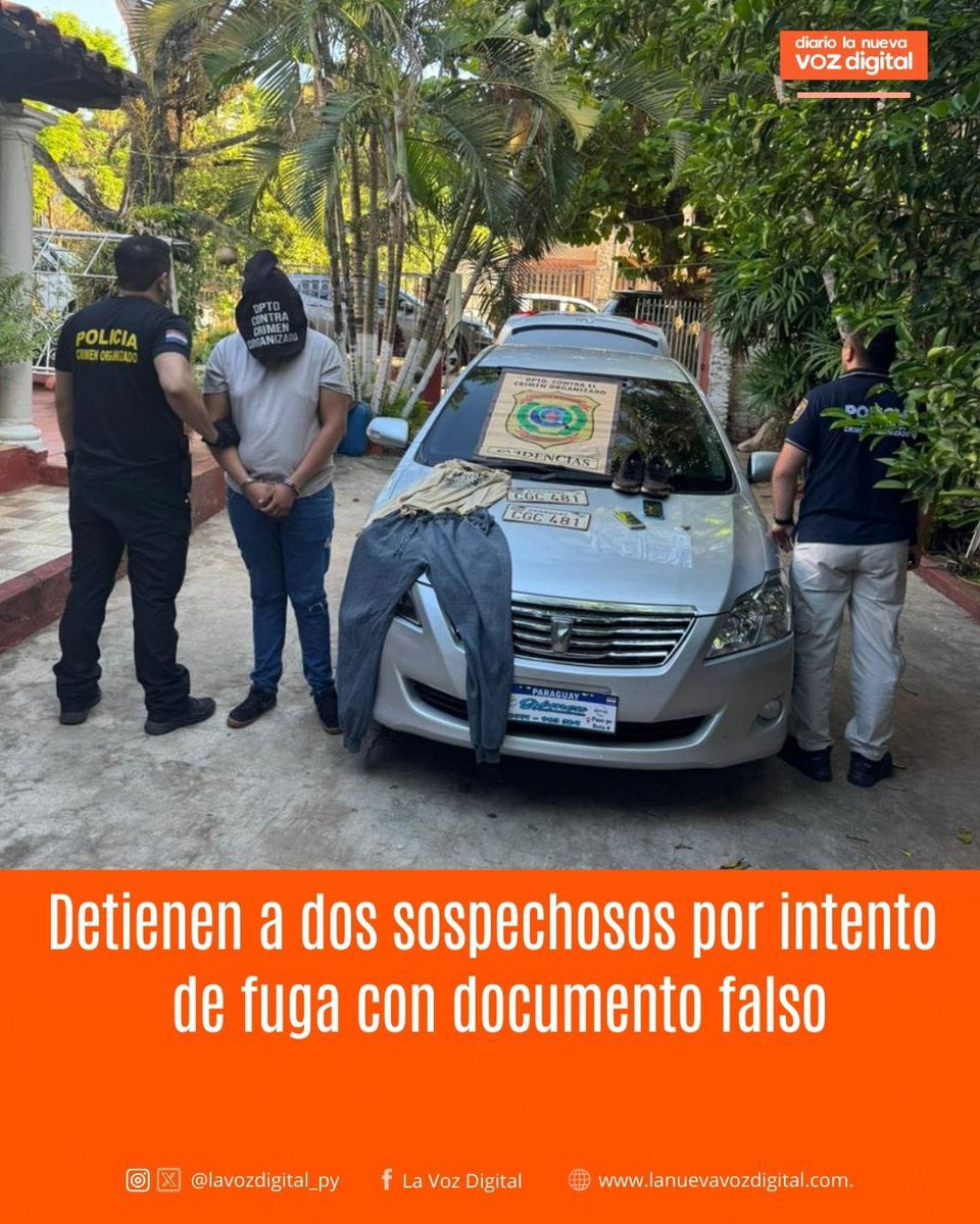 lavozdigital_py's tweet photo. 🚨 Detienen a dos sospechosos por intento de fuga con documento falso 🚔📜
🔍 Lee más en nuestra web: https://t.co/tOPdojnV63
#LaNuevaVozDigitalPy #IntentoDeFuga #Villarrica https://t.co/eCra2otDYs