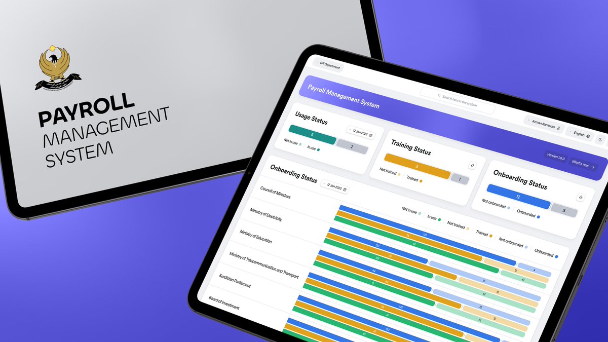 KRGDIT's tweet photo. Breaking new ground in #DigitalTransformation, the KRG Department of Information Technology has launched the Digital Identity-Based Payroll Management System—designed and developed by our exceptionally talented young professionals. Powered by the government’s T3 Data Center, it unifies payroll management across the region, boosts transparency, and fosters local innovation.

https://t.co/fkryW1yyEX