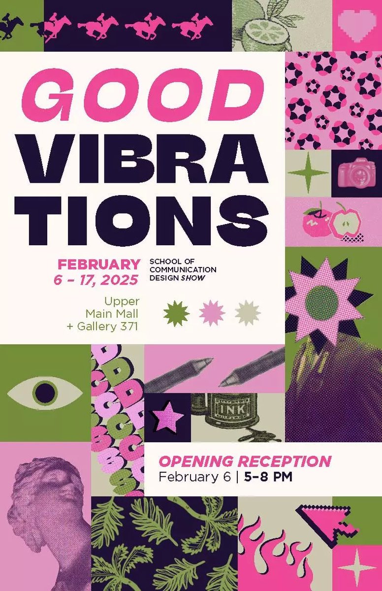 Good Vibrations – AUArts School of Communication Design Show

📅 Feb. 6 – Feb. 17
📍 Upper Main Mall &amp; Gallery 371
🎉 Opening reception: Thursday, Feb. 6 | 7 to 9 p.m. 

auarts.ca/exhibition/goo…
