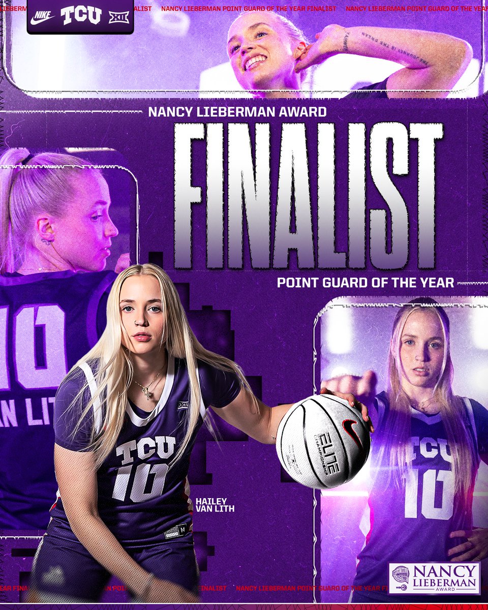 tcuwbb's tweet photo. HVL the 𝙥𝙡𝙖𝙮𝙢𝙖𝙠𝙚𝙧

@haileyvanlith is one of 10 finalists for the Nancy Lieberman Point Guard of the Year Award! https://t.co/aubGON5Lwe