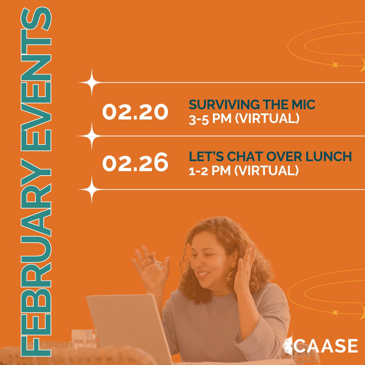 Join CAASE for an event during February! 💌

You're invited to Surviving the Mic and Let’s Chat Over Lunch, (both held virtually). Save the dates!

Visit our event calendar for all the details: caase.org/events-calenda…

#CommunityEngagement #ChicagoEvents #SupportSurvivors