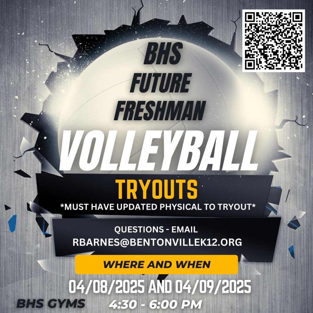 BHS9vball's tweet photo. Tryout info for 2025. Contact Coach Barnes with any questions. https://t.co/qttYoXS6S5