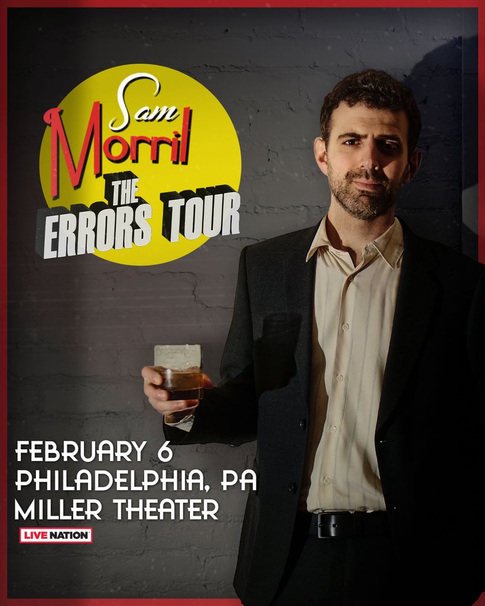 🎤 Sam Morril - The Errors Tour
📅 Feb 6
📍 Miller Theater

Join us for a night of sharp wit &amp; humor from one of NYC's fastest-rising stand-up comics! Sam Morril is bringing his latest material to Philly for one night only! Don't miss it!

🎟️tinyurl.com/y6z4zvtx