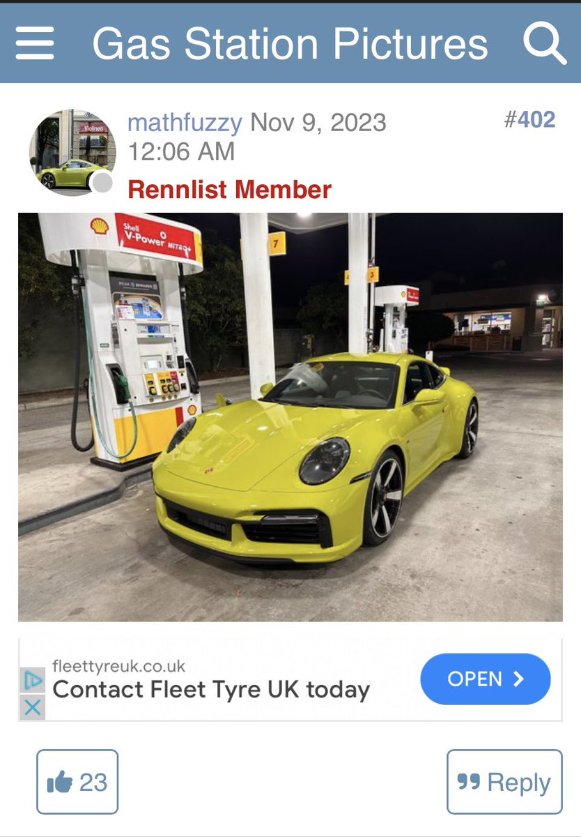 ROBBO151515's tweet photo. @saracrypto_eth Again this car is not owned by Sarah. It is a photo taken from an account on “Gas station pictures” posted by mathfuzzy on the 9th of November 2023. Stop lying to your followers Sarah! https://t.co/8k3edw0g8f