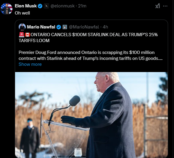 JasminLaine's tweet photo. Check out Elon Musk's response to Doug Ford... YIKES https://t.co/qkW4Z87ByH
