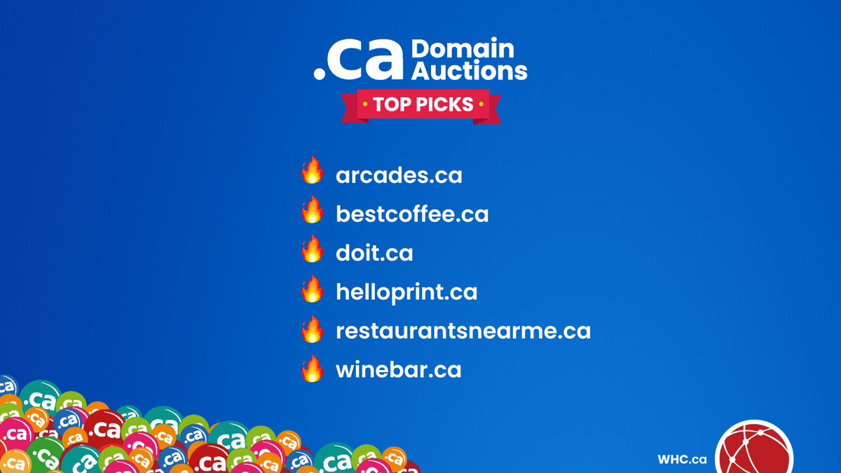 🏆🇨🇦 Top .CA Domains of the Week! (for February 5, 2025)

🔥 arcades .ca
🔥 bestcoffee .ca
🔥 doit .ca
🔥 helloprint .ca
🔥 restaurantsnearme .ca
🔥 winebar .ca

Act fast and place your bids today! Full list here ➡️ whc.ca/domain-names/a…