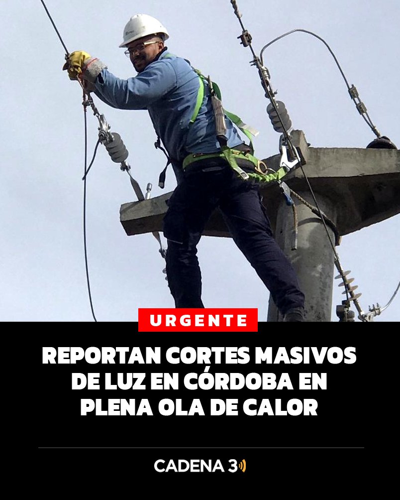 Cadena3Com's tweet photo. Córdoba, sin luz ❌
Usuarios de distintos barrios reportan fallas en el servicio eléctrico y desde Epec informaron que trabajan para poder determinar cuáles son los motivos.

La temperatura superaba los 38.0 °C a las 15 hs https://t.co/yn3L3OGca2
¿Cómo está tu zona? https://t.co/vRpn5d4pp9