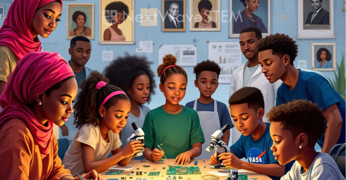 NextWaveSTEM's tweet photo. ✊ February is African American History Month! This month, we honor the achievements and contributions of African Americans throughout history. At NextWave STEM, we celebrate diversity and inclusion in education. #BlackHistoryMonth #Education https://t.co/irSnQcSMrl