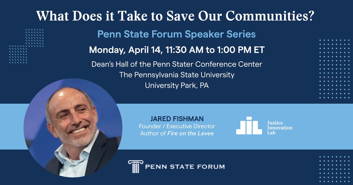 Do you wish there was something you could do to make a difference in your community but don’t know where to start? JIL Founder Jared Fishman will be a featured speaker on 4/14, during this year’s Penn State Forum Speakers Series. Tickets are on sale now: sites.psu.edu/forum/2024/11/…