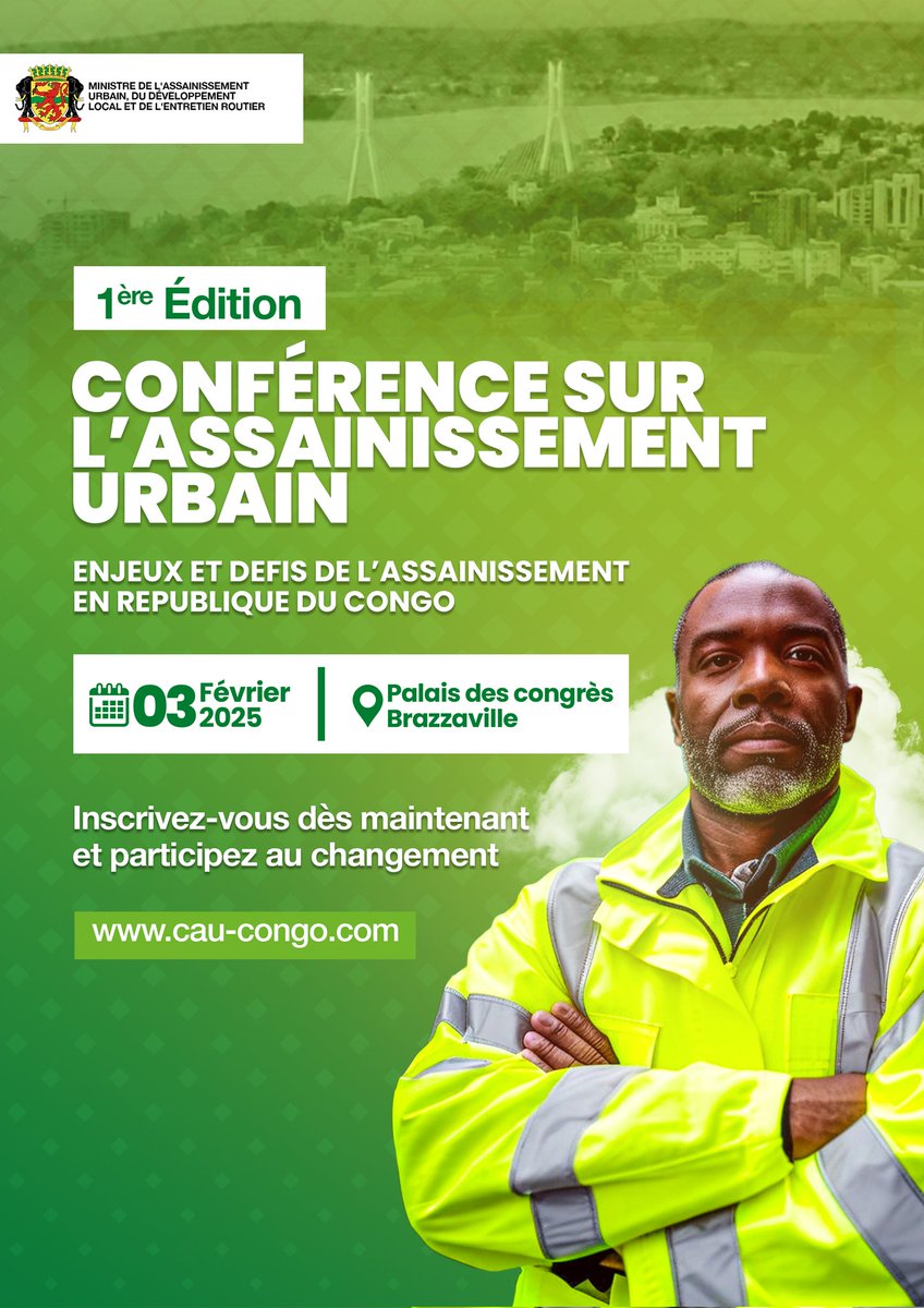 AssocATHAMMEnvi's tweet photo. 03.02.25 |
Nous avons participé à la Conférence sur l’Assainissement Urbain au Palais des Congrès de Brazzaville. Cet événement unique à rassembler des acteurs nationaux et internationaux pour partager des solutions durables face aux défis croissants de l’urbanisation. https://t.co/93aR9ZElDV