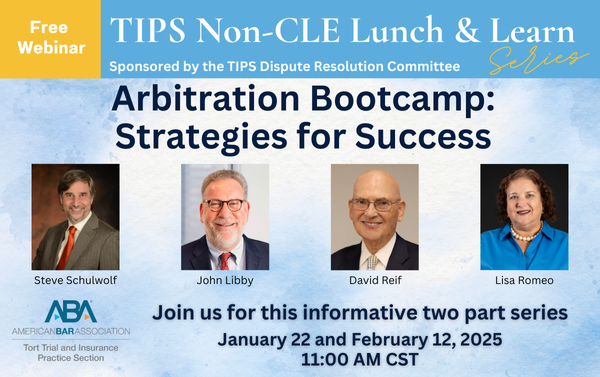 ABATIPS's tweet photo. Join us for the upcoming the upcoming TIPS Free Lunch &amp; Learn - Arbitration Bootcamp: Strategies for Success!    

Session 2 Registration: https://t.co/zde1VhBQs5 https://t.co/QAoruG7ruv