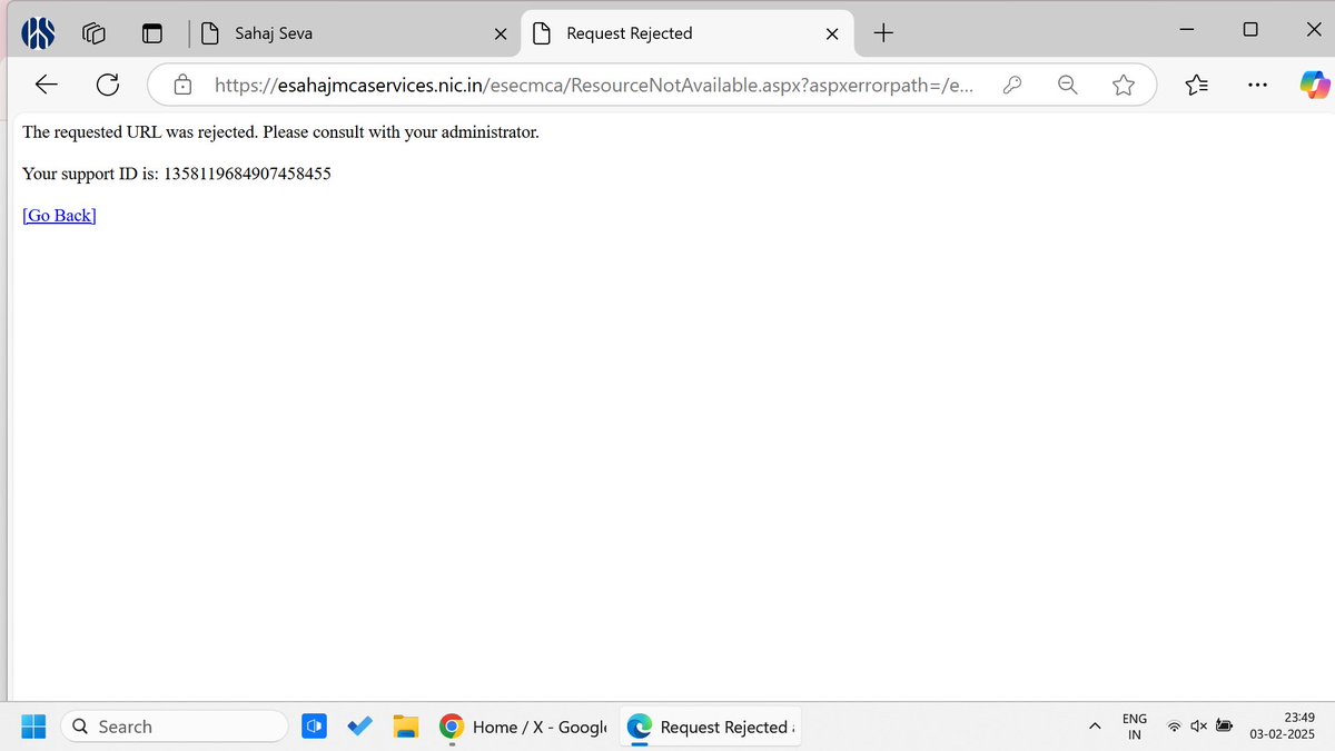 nishag2012's tweet photo. I am trying since many days but I'm not able to Register at ESahaj Sewa for clearance. Screenshot of error is attached. Tried all browsers/cleared cache also. Do we need to create login again if application was rejected earlier? No option to raise ticket Pls help @HelpdeskMCA21V3 https://t.co/yLGGIDKgK6