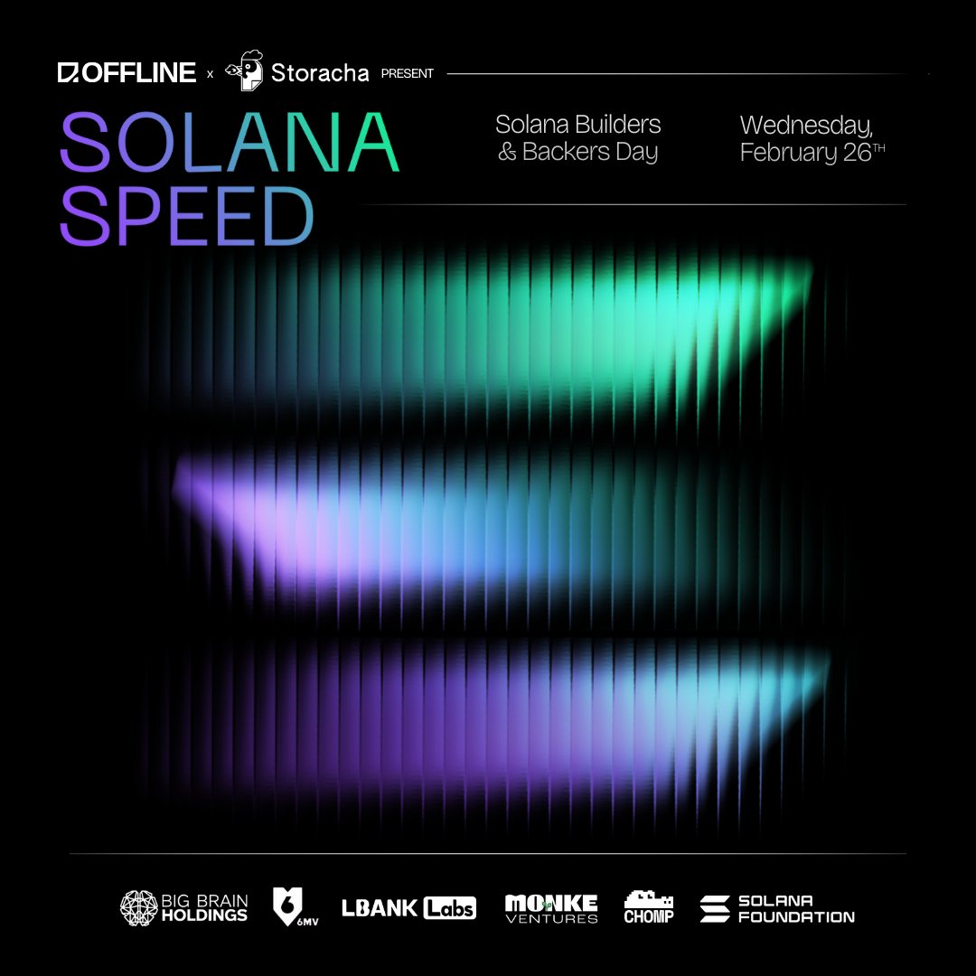 OFFLINE (@getofflinexyz) on Twitter photo ETHDenver.. we’re running it back.
Announcing Solana Speed by OFFLINE x <a href="/storachanetwork/">Storacha</a> on Weds, Feb 26th w/
⚡builder & backer matchmaking
⚡panels with top ecosystem players
⚡drinks, bites & networking
in partnership w/
<a href="/BigBrainVC/">Big Brain Holdings</a> <a href="/6thManVentures/">6MV</a> <a href="/LBankLabs/">LBank Labs</a> <a href="/MonkeVentures/">MonkeVentures</a> ETHDenver.. we’re running it back.
Announcing Solana Speed by OFFLINE x <a href="/storachanetwork/">Storacha</a> on Weds, Feb 26th w/
⚡builder & backer matchmaking
⚡panels with top ecosystem players
⚡drinks, bites & networking
in partnership w/
<a href="/BigBrainVC/">Big Brain Holdings</a> <a href="/6thManVentures/">6MV</a> <a href="/LBankLabs/">LBank Labs</a> <a href="/MonkeVentures/">MonkeVentures</a>