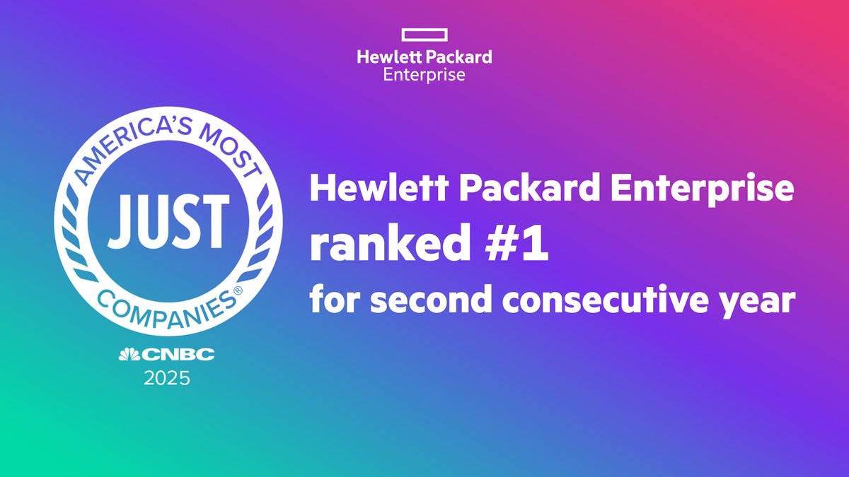 EricEwe's tweet photo. For the second consecutive year, HPE is ranked #1 on the list of America's Most Just Companies'https://t.co/MavkDYL6vA https://t.co/TyUoME8UE1