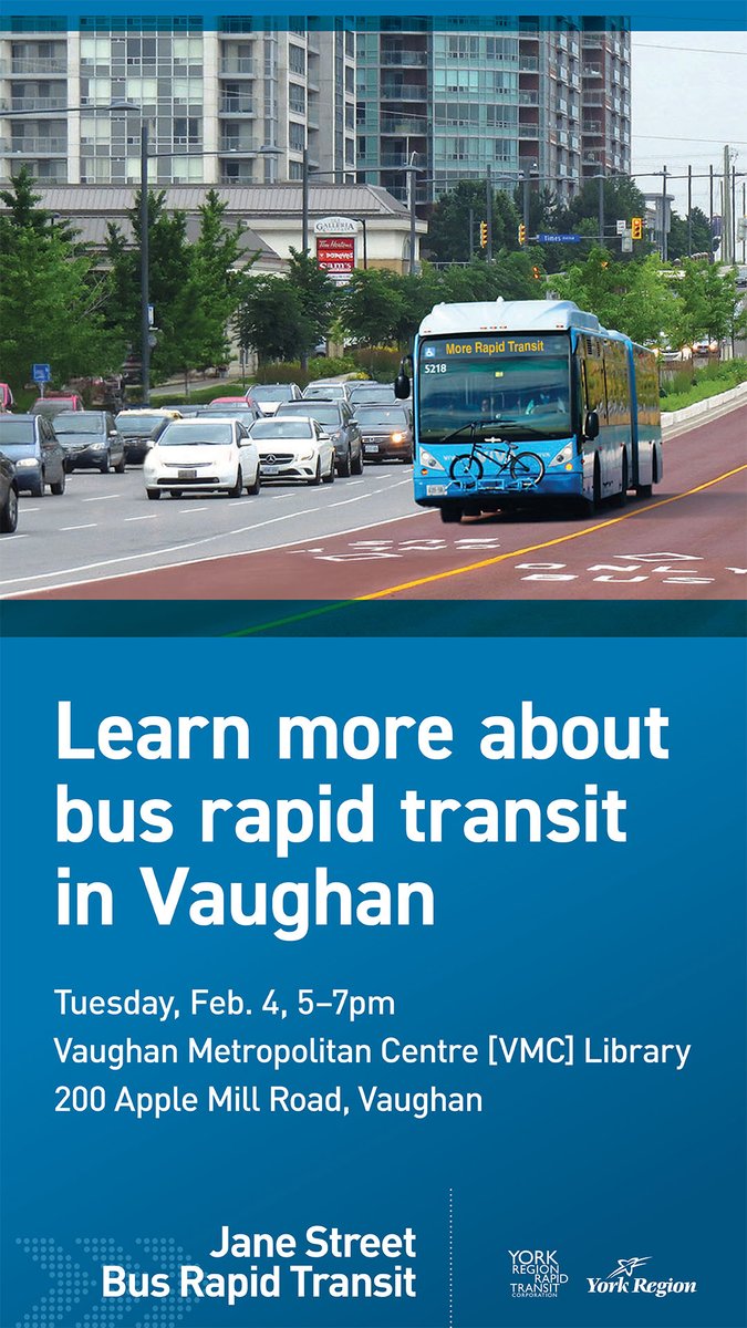 🌟We're excited to share the future of the Jane Street Bus Rapid Transit project with you in Vaughan at another community pop-up!🌟

For more information and to sign up for Jane Street project updates, go to: yrrtc.ca/jane_brt